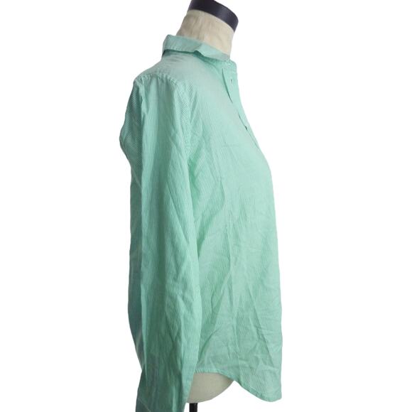 NWT Everlane Long Sleeve Button Down Cotton Mint Green Striped Shirt 0 - Picture 2 of 9